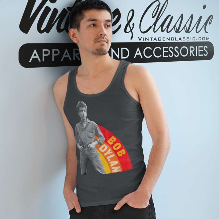 Bob Dylan Official Rainbow Photo Tank Top Racerback Bob Dylan Official Rainbow Photo Tank Top Racerback