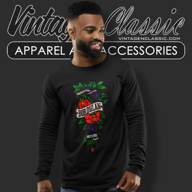 Bob Dylan Shirt Ticket 1988 Rare Tour Long Sleeve Tee Bob Dylan Shirt Ticket 1988 Rare Tour Long Sleeve Tee