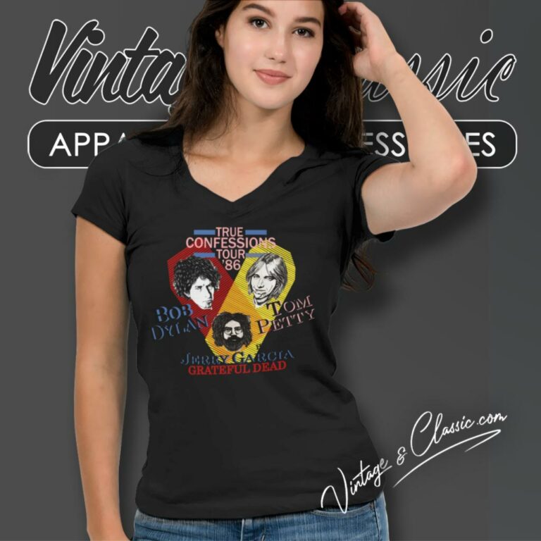 Bob Dylan Shirt True Confessions Tour 86 V Neck TShirt Bob Dylan Shirt True Confessions Tour 86 V Neck TShirt