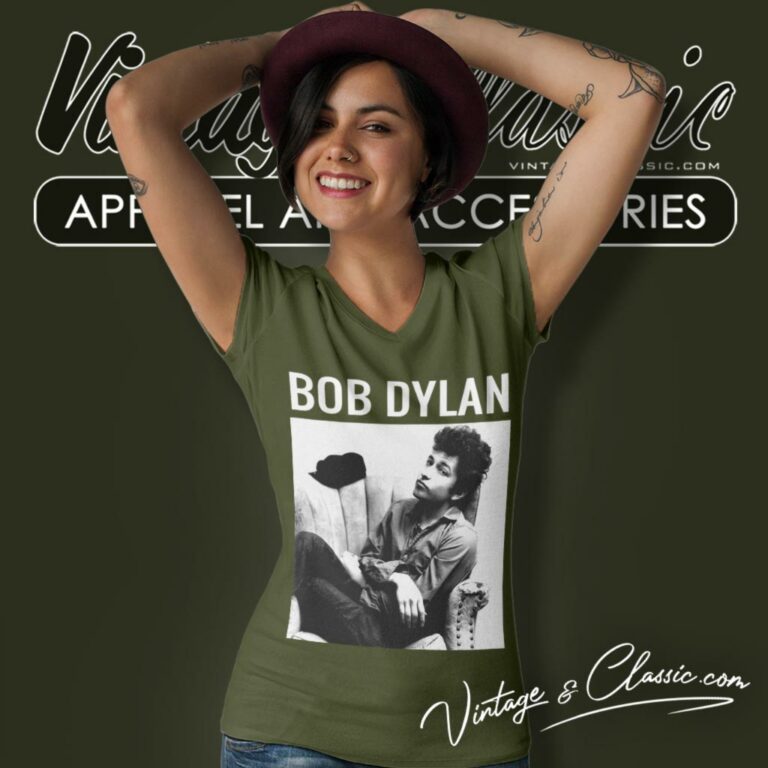 Bob Dylan Sitting V Neck TShirt Bob Dylan Sitting V Neck TShirt