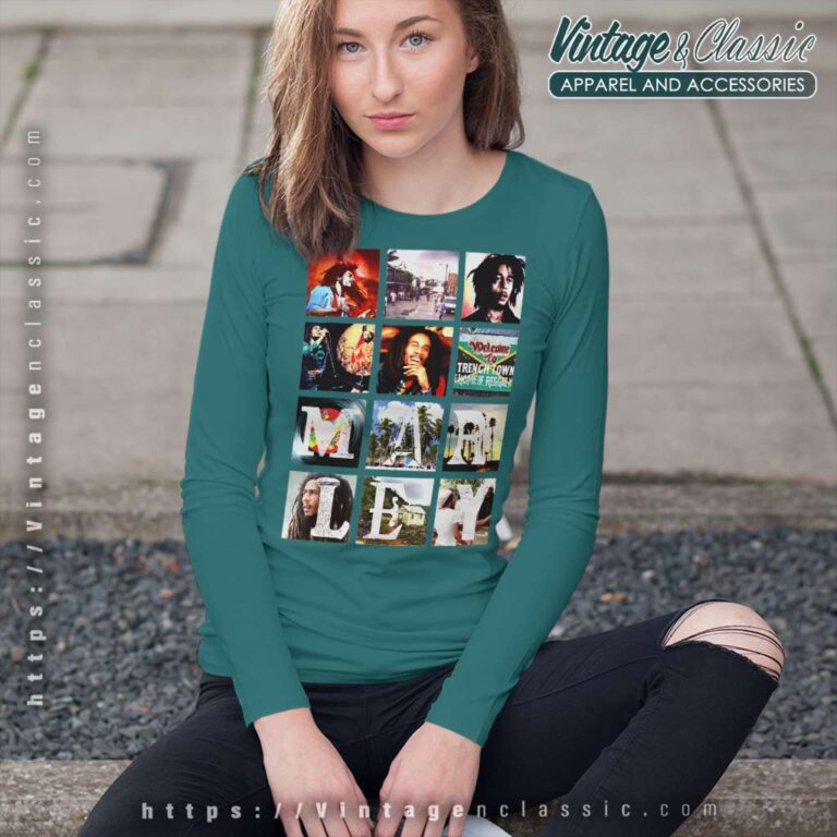 Bob Marley Block Images Long Sleeve Tee Bob Marley Block Images Long Sleeve Tee