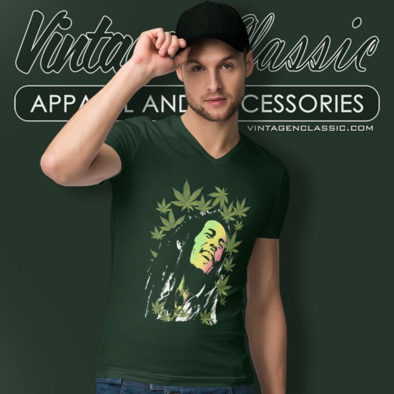 Bob Marley Cannabis V Neck TShirt Bob Marley Cannabis V Neck TShirt