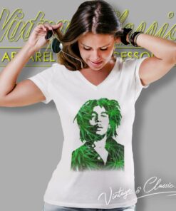 Bob Marley Leaves V Neck TShirt