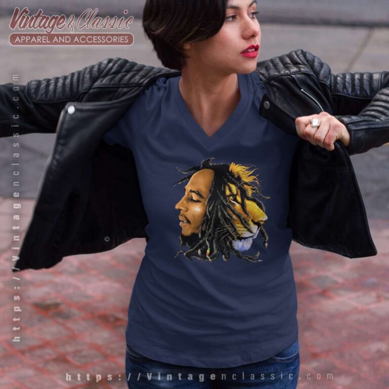 Bob Marley Lion Zion V Neck TShirt Bob Marley Lion Zion V Neck TShirt