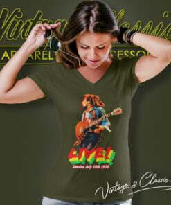 Bob Marley Live London 1975 V Neck TShirt