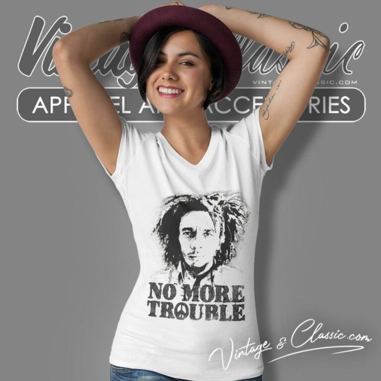 Bob Marley No More Trouble V Neck TShirt Bob Marley No More Trouble V Neck TShirt
