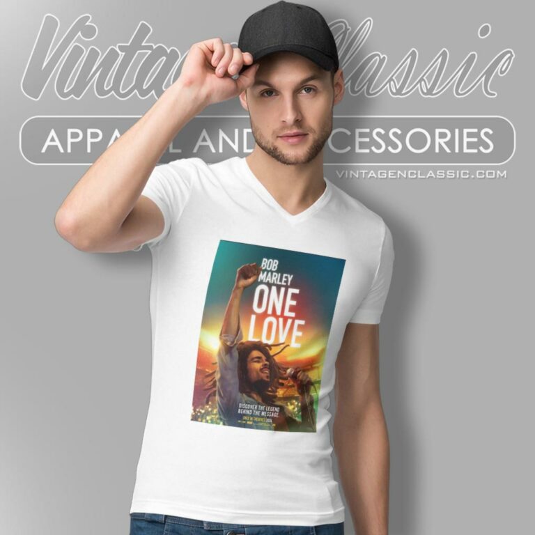 Bob Marley One Love 2024 Movie V Neck TShirt Bob Marley One Love 2024 Movie V Neck TShirt