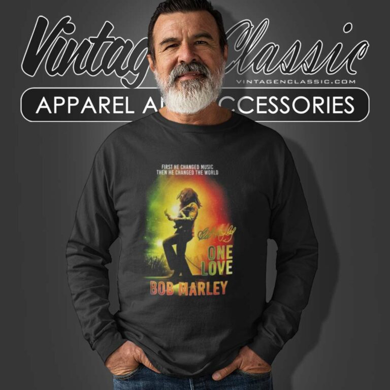 Bob Marley One Love First He Changed Music Long Sleeve Tee Bob Marley One Love First He Changed Music Long Sleeve Tee