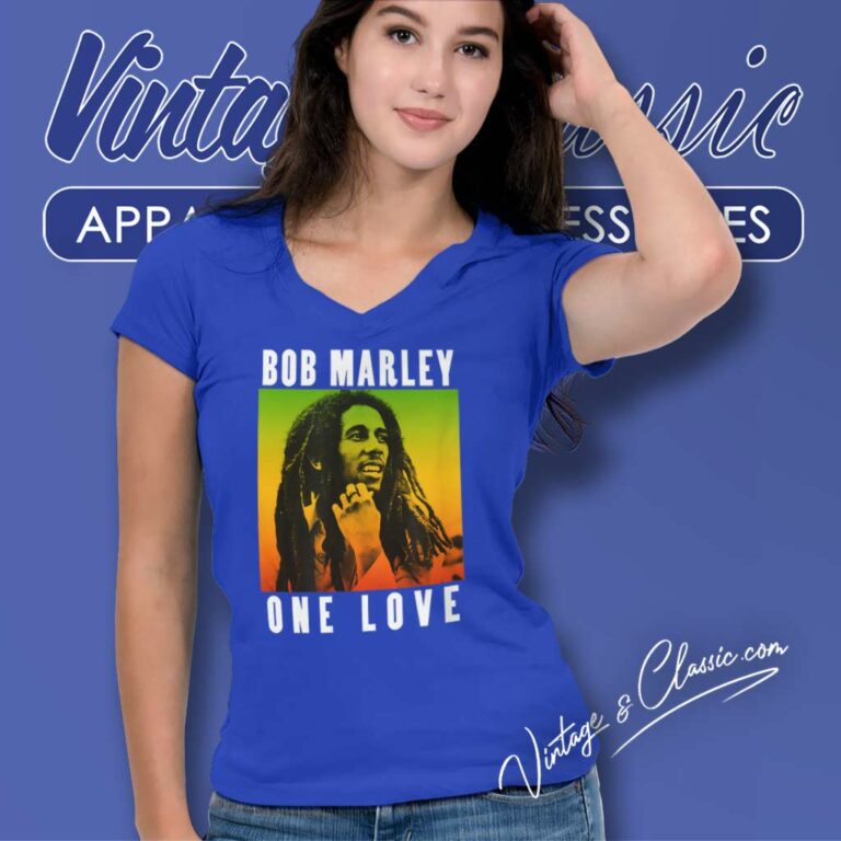 Bob Marley One Love Gradient V Neck TShirt Bob Marley One Love Gradient V Neck TShirt