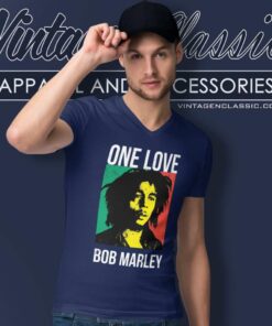 Bob Marley One Love Poster V Neck TShirt