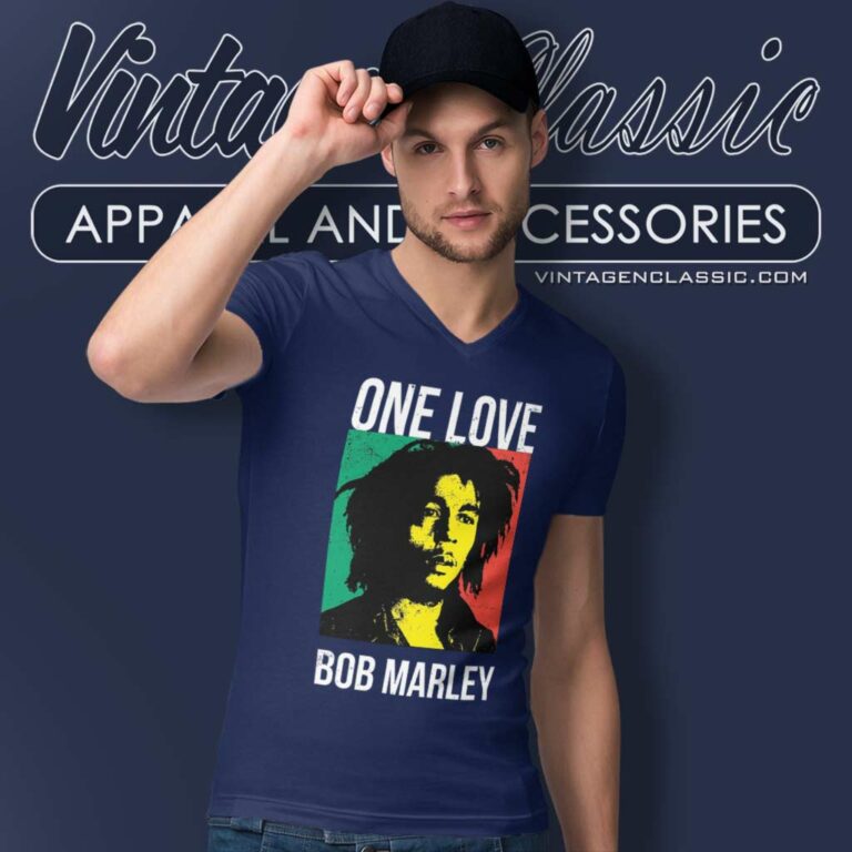 Bob Marley One Love Poster V Neck TShirt Bob Marley One Love Poster V Neck TShirt