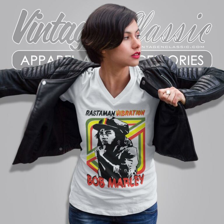 Bob Marley Rastaman Vibration Album V Neck TShirt Bob Marley Rastaman Vibration Album V Neck TShirt