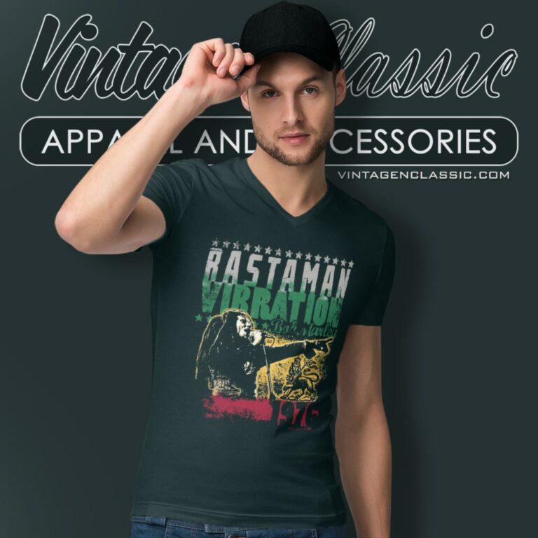 Bob Marley Rastaman Vibration V Neck TShirt Bob Marley Rastaman Vibration V Neck TShirt