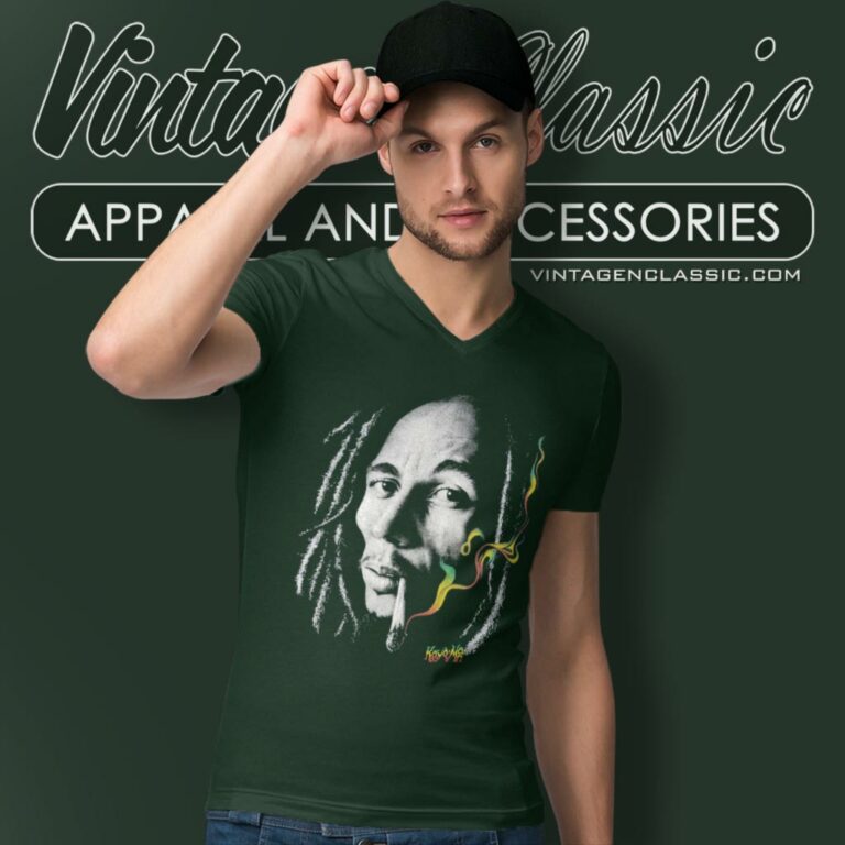 Bob Marley Shirt Kaya Man Smoking Spliff V Neck TShirt Bob Marley Shirt Kaya Man Smoking Spliff V Neck TShirt