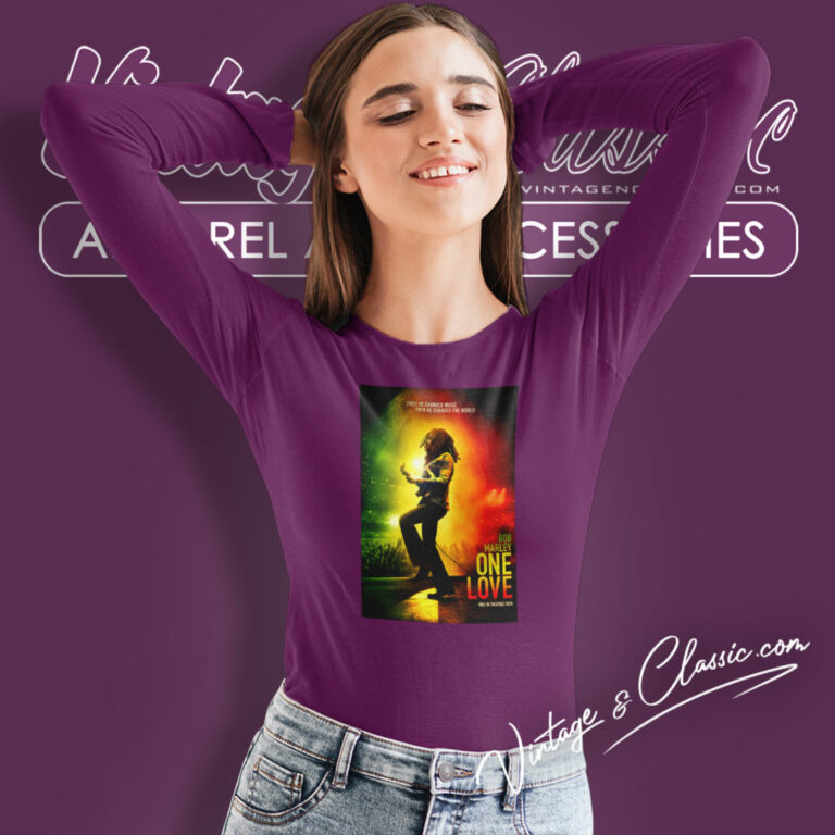 Bob Marley Shirt One Love Poster Long Sleeve Tee Bob Marley Shirt One Love Poster Long Sleeve Tee