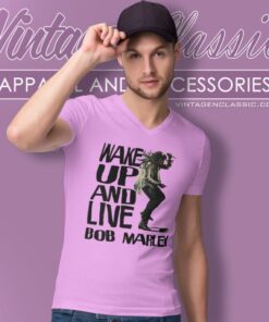 Bob Marley Shirt Wake Up And Live V Neck TShirt