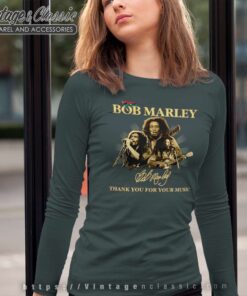 Bob Marley Signature Thank You For Your Music Long Sleeve Tee