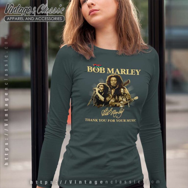 Bob Marley Signature Thank You For Your Music Long Sleeve Tee Bob Marley Signature Thank You For Your Music Long Sleeve Tee