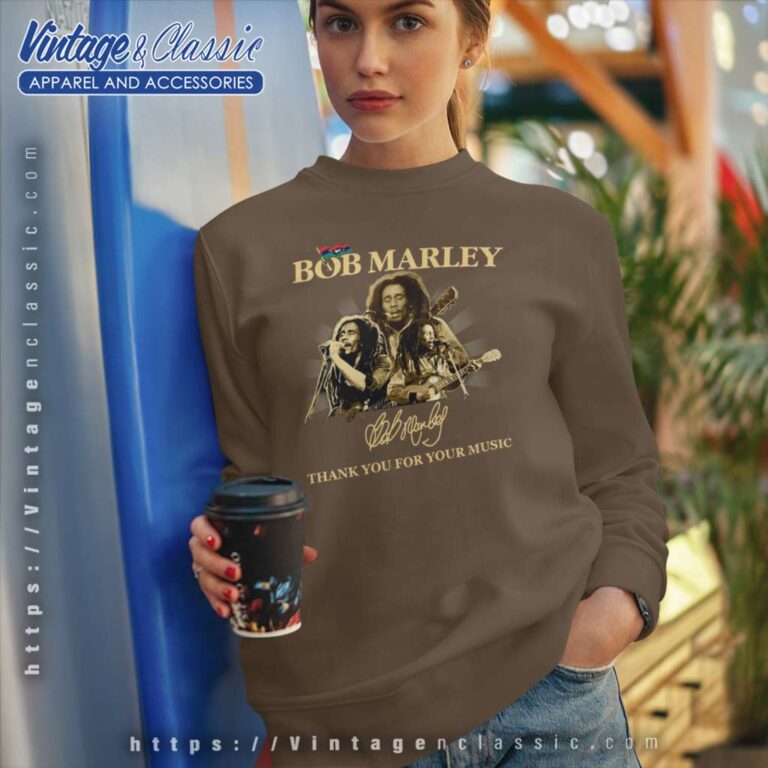 Bob Marley Signature Thank You For Your Music Sweatshirt Bob Marley Signature Thank You For Your Music Sweatshirt