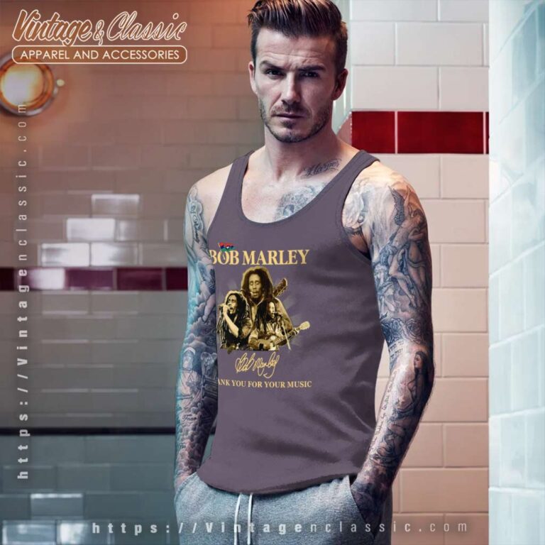 Bob Marley Signature Thank You For Your Music Tank Top Racerback Bob Marley Signature Thank You For Your Music Tank Top Racerback