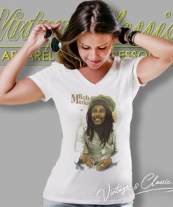 Bob Marley Smiling Ivory V Neck TShirt