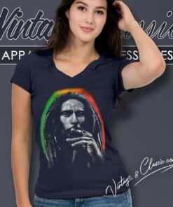 Bob Marley Smoking V Neck TShirt