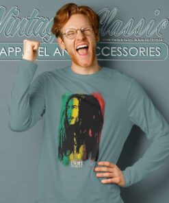 Bob Marley Tricolor Shirt Bob Marley Tribute Fan Long Sleeve Tee