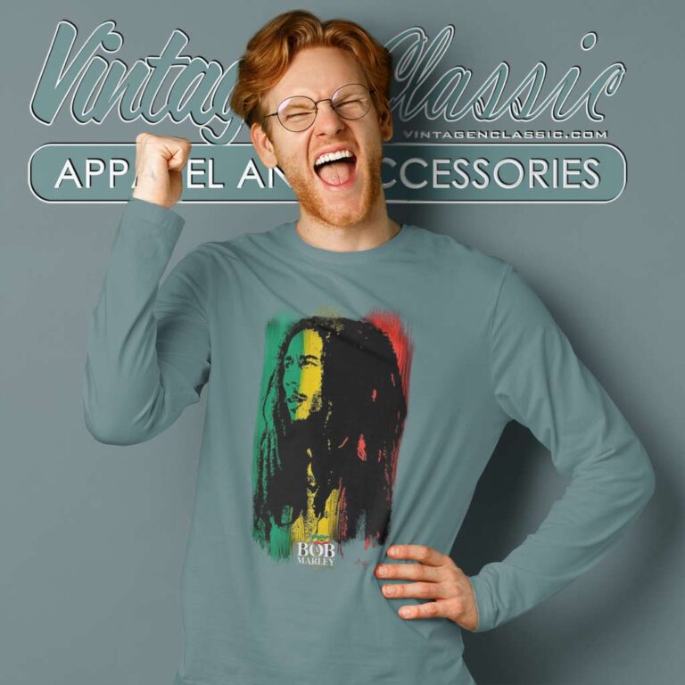 Bob Marley Tricolor Shirt Bob Marley Tribute Fan Long Sleeve Tee Bob Marley Tricolor Shirt Bob Marley Tribute Fan Long Sleeve Tee