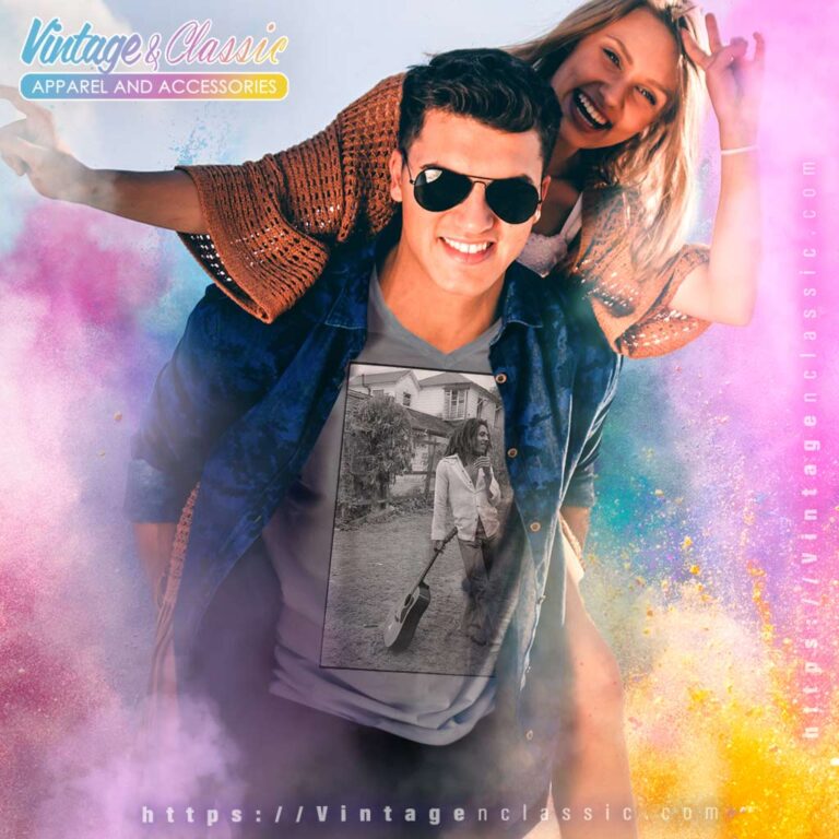 Bob Marley X David Burnett Black White Guitar V Neck TShirt Bob Marley X David Burnett Black White Guitar V Neck TShirt