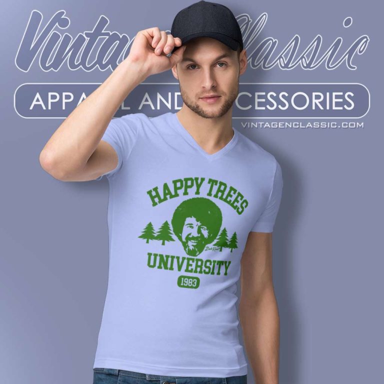 Bob Ross Happy Trees University V Neck TShirt Bob Ross Happy Trees University V Neck TShirt