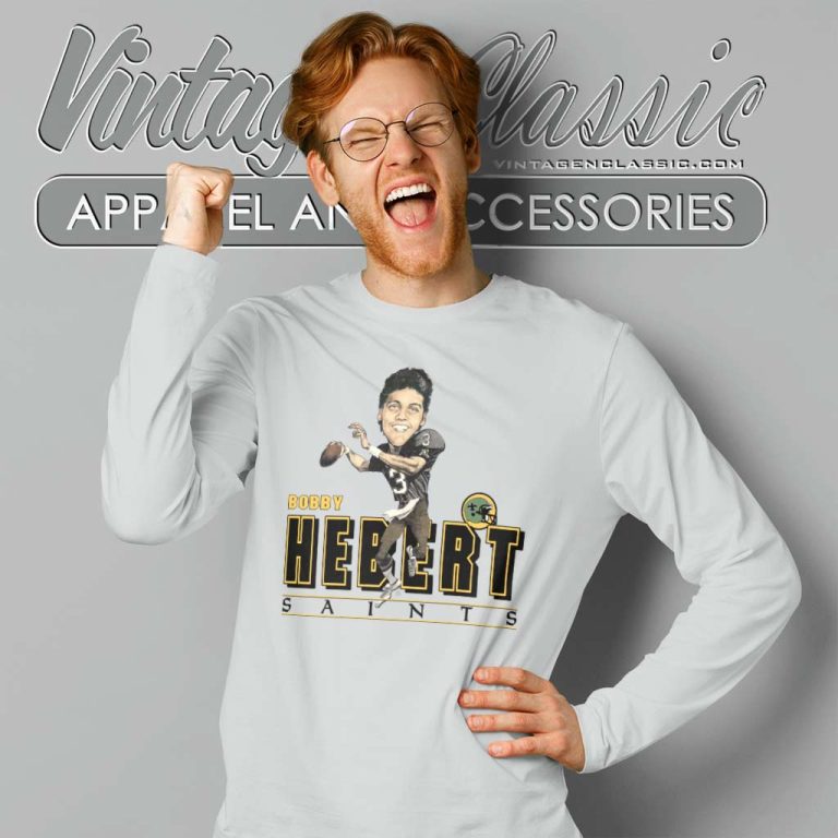 Bobby Hebert New Orleans Saints Cartoon Caricature Long Sleeve Tee Bobby Hebert New Orleans Saints Cartoon Caricature Long Sleeve Tee