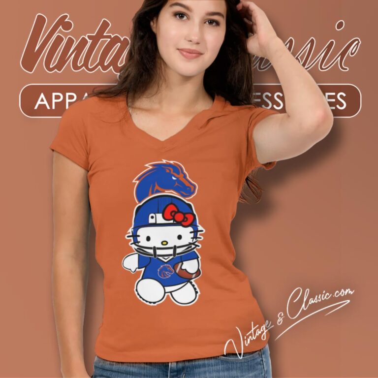 Boise State Broncos Hello Kitty V Neck TShirt Boise State Broncos Hello Kitty V Neck TShirt
