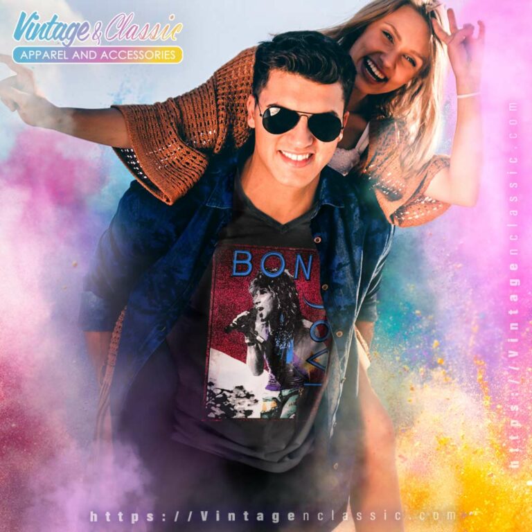 Bon Jovi 1985 Concert V Neck TShirt Bon Jovi 1985 Concert V Neck TShirt