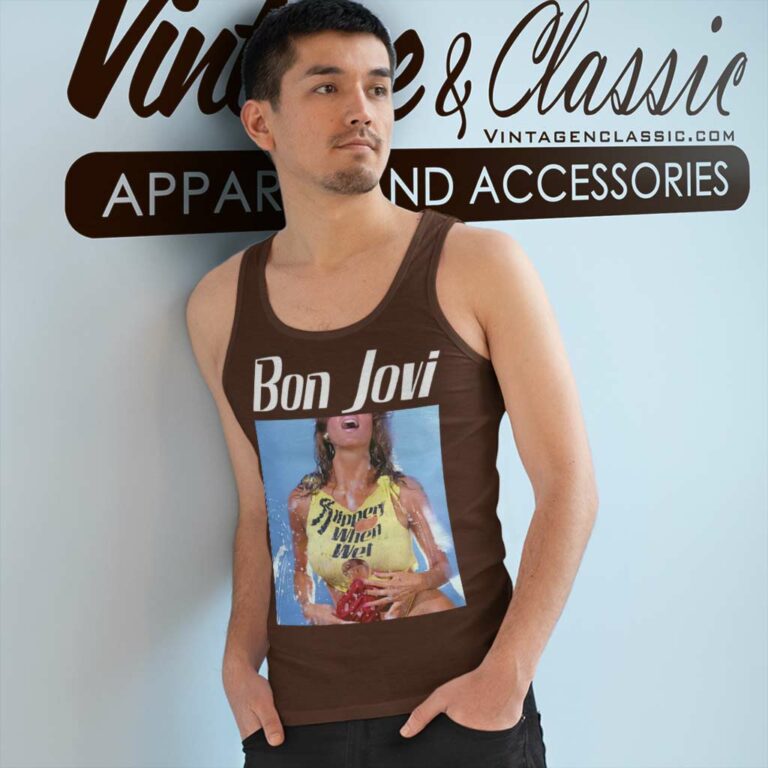Bon Jovi Bon Slippery Tank Top Racerback Bon Jovi Bon Slippery Tank Top Racerback