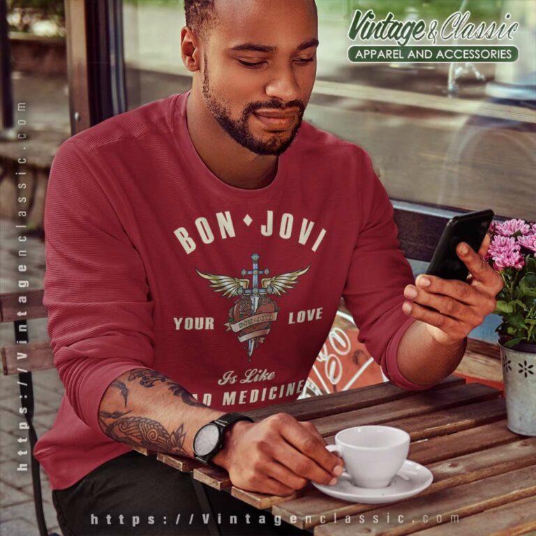 Bon Jovi Shirt Heart And Dagger Red Sweatshirt Bon Jovi Shirt Heart And Dagger Red Sweatshirt