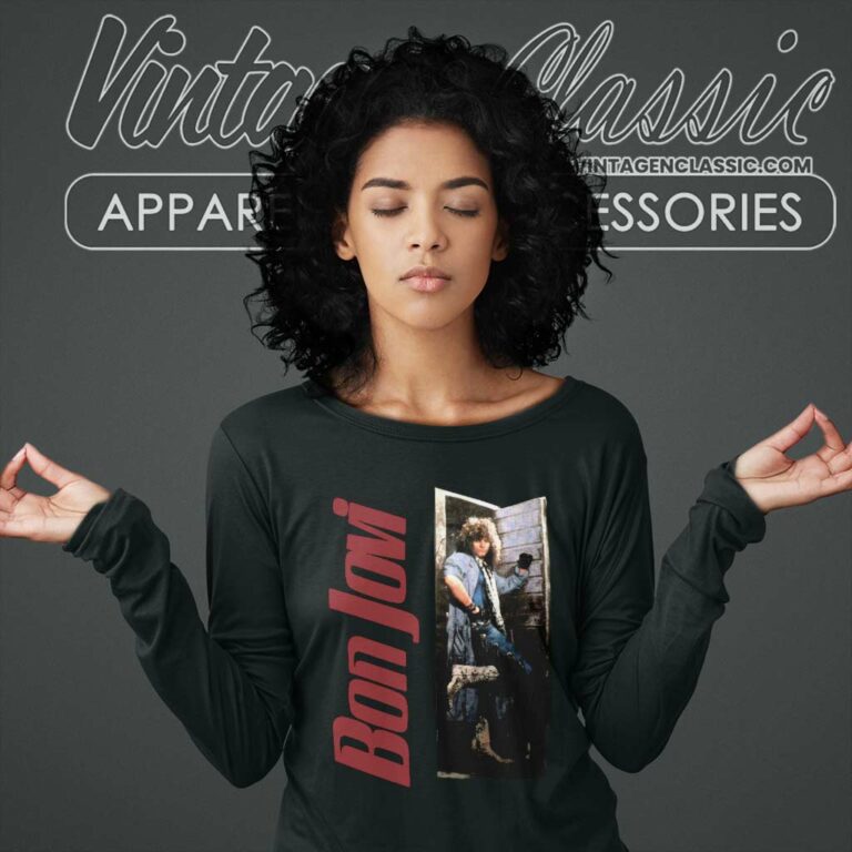 Bon Jovi Shirt Slippery When Wet World Tour Long Sleeve Tee Bon Jovi Shirt Slippery When Wet World Tour Long Sleeve Tee