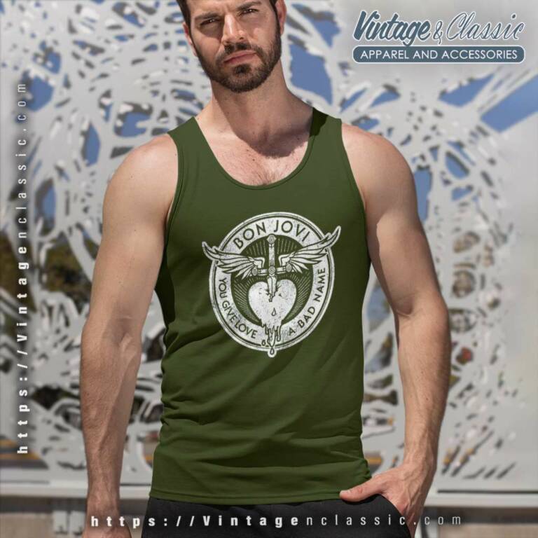 Bon Jovi Shirt You Give Love A Bad Name Tank Top Racerback Bon Jovi Shirt You Give Love A Bad Name Tank Top Racerback