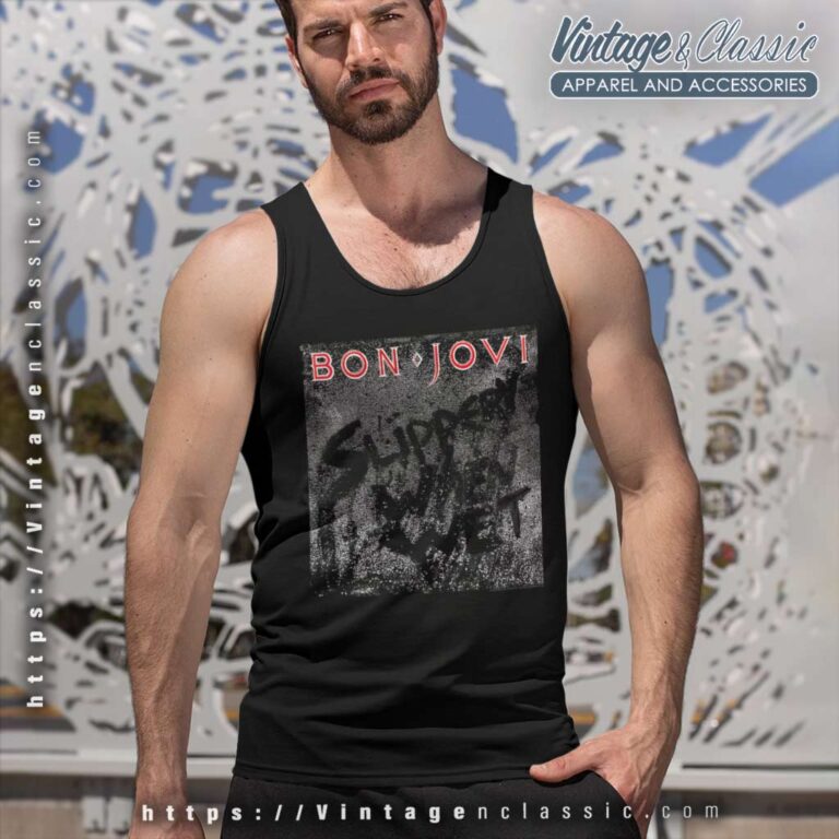 Bon Jovi Slippery Cover Tank Top Racerback Bon Jovi Slippery Cover Tank Top Racerback