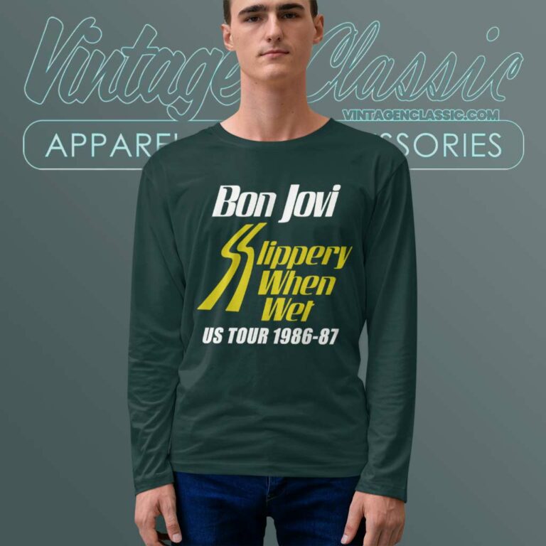 Bon Jovi Slippery When Wet Tour Long Sleeve Tee Bon Jovi Slippery When Wet Tour Long Sleeve Tee