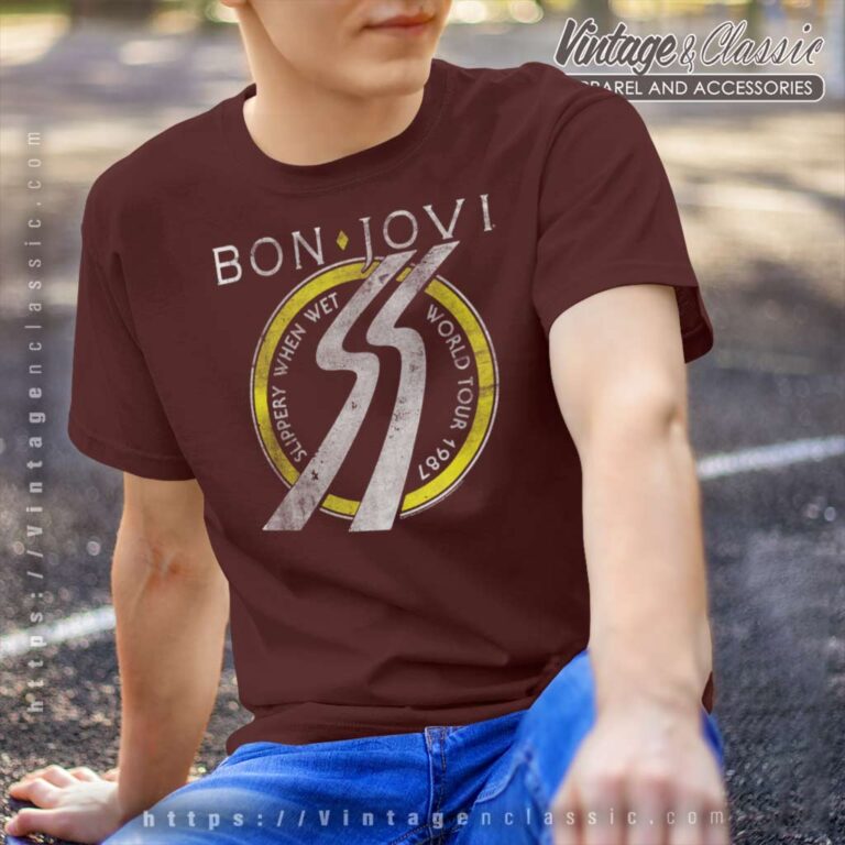 Bon Jovi Slippery When Wet World Tour T Shirt Bon Jovi Slippery When Wet World Tour T Shirt