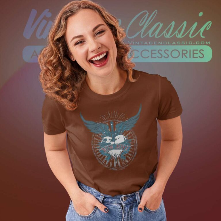 Bon Jovi Winged Heart Women TShirt Bon Jovi Winged Heart Women TShirt