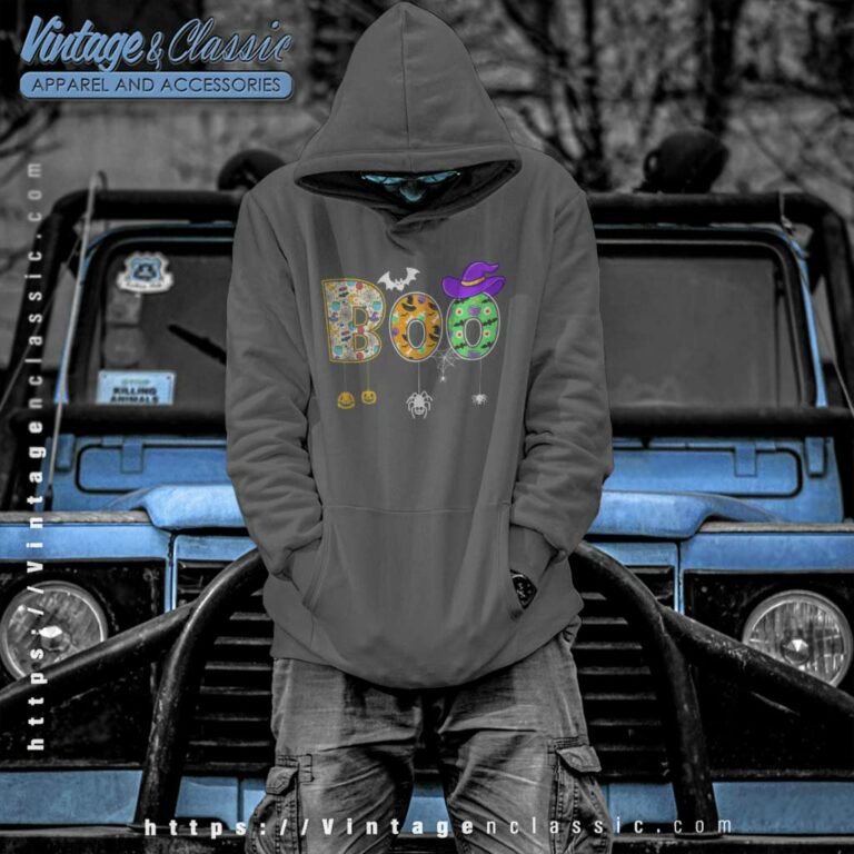 Boo Halloween Spiders Ghosts Pumpkin And Witch Hat Hoodie Boo Halloween Spiders Ghosts Pumpkin And Witch Hat Hoodie