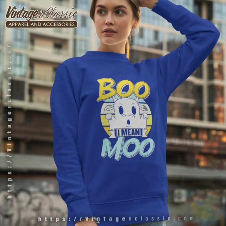 Boo I Mean Moo Cows Blue Ghost Cow Halloween Sweatshirt Boo I Mean Moo Cows Blue Ghost Cow Halloween Sweatshirt