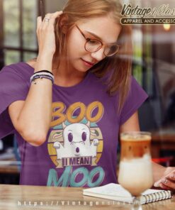 Boo I Mean Moo Cows Blue Ghost Cow Halloween Women TShirt