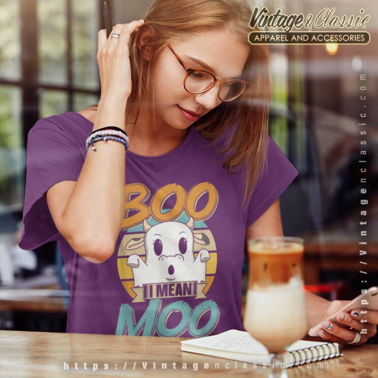 Boo I Mean Moo Cows Blue Ghost Cow Halloween Women TShirt Boo I Mean Moo Cows Blue Ghost Cow Halloween Women TShirt