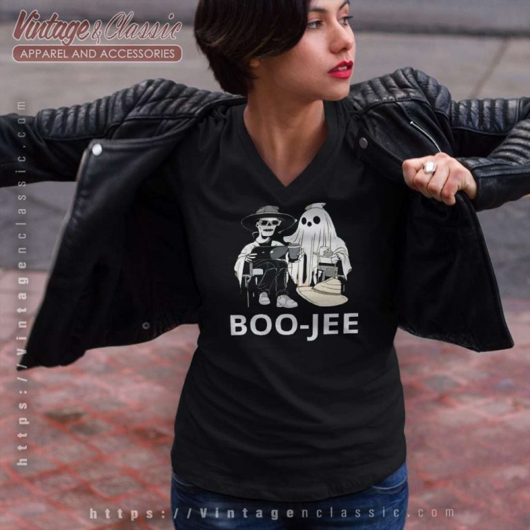 Boo Jee Ghost With Halloween Horror V Neck TShirt Boo Jee Ghost With Halloween Horror V Neck TShirt