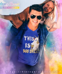 Boo Sheet Shirt This Is The Boo Sheet Ghost Goat Halloween V Neck TShirt
