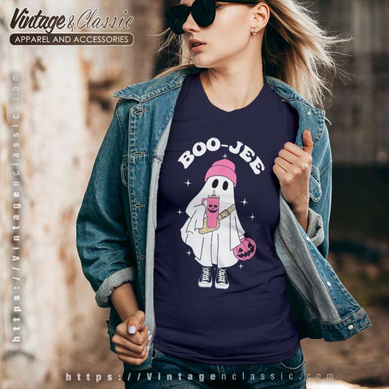 Boojee Ghost Halloween Spooky Season V Neck TShirt Boojee Ghost Halloween Spooky Season V Neck TShirt