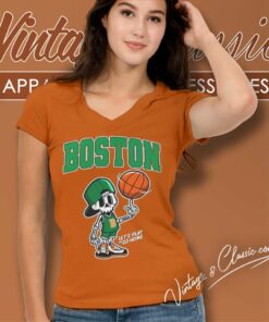 Boston Basketball Skeleton Mascot Classic V Neck TShirt