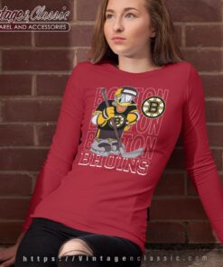 Boston Bruins Donald Duck Hockey Shirt Long Sleeve Tee